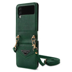 N.BEKUS Phone Case for Samsung Galaxy Z Flip4 5G Anti-Drop Protective Case PU Leather Hard PC Phone Shell with Lanyard