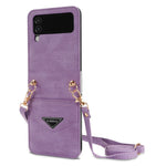 N.BEKUS Phone Case for Samsung Galaxy Z Flip4 5G Anti-Drop Protective Case PU Leather Hard PC Phone Shell with Lanyard
