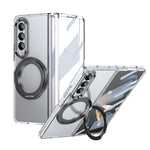Samsung Galaxy Z Fold4 5G-cover med magnetisk støttefod, transparent PC-mobilcover med HD-skærmfilm