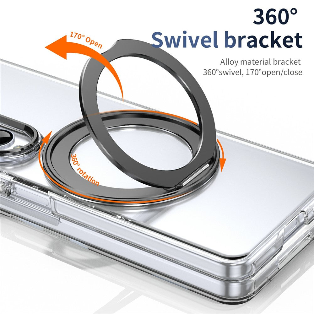Samsung Galaxy Z Fold4 5G-cover med magnetisk støttefod, transparent PC-mobilcover med HD-skærmfilm