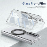 Samsung Galaxy Z Fold4 5G-cover med magnetisk støttefod, transparent PC-mobilcover med HD-skærmfilm