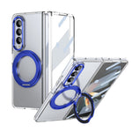 Samsung Galaxy Z Fold4 5G-cover med magnetisk støttefod, transparent PC-mobilcover med HD-skærmfilm