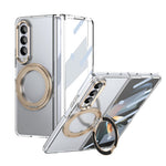 Samsung Galaxy Z Fold4 5G-cover med magnetisk støttefod, transparent PC-mobilcover med HD-skærmfilm