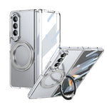 Samsung Galaxy Z Fold4 5G-cover med magnetisk støttefod, transparent PC-mobilcover med HD-skærmfilm