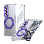 Samsung Galaxy Z Fold4 5G-cover med magnetisk støttefod, transparent PC-mobilcover med HD-skærmfilm