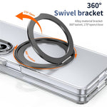 Til Samsung Galaxy Z Fold5 5G Cover Magnetisk Støttefod Gennemsigtigt PC Telefoncover med HD Skærmfilm