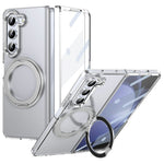 Til Samsung Galaxy Z Fold5 5G Cover Magnetisk Støttefod Gennemsigtigt PC Telefoncover med HD Skærmfilm