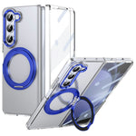 Til Samsung Galaxy Z Fold5 5G Cover Magnetisk Støttefod Gennemsigtigt PC Telefoncover med HD Skærmfilm
