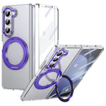 Til Samsung Galaxy Z Fold5 5G Cover Magnetisk Støttefod Gennemsigtigt PC Telefoncover med HD Skærmfilm