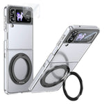 Samsung Galaxy Z Flip4 5G-skal Magnetiskt stativ Genomskinligt PC-mobilskal med HD-skärmfilm