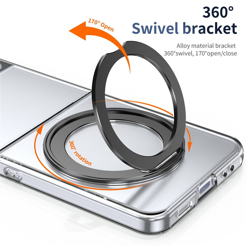Samsung Galaxy Z Flip4 5G-skal Magnetiskt stativ Genomskinligt PC-mobilskal med HD-skärmfilm