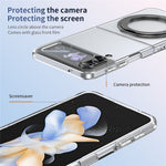 Samsung Galaxy Z Flip4 5G-skal Magnetiskt stativ Genomskinligt PC-mobilskal med HD-skärmfilm