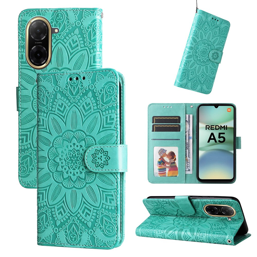 For Xiaomi Redmi A5 NFC (EU) (173.45mm) Case Sunflower Imprint Leather Wallet Phone Cover