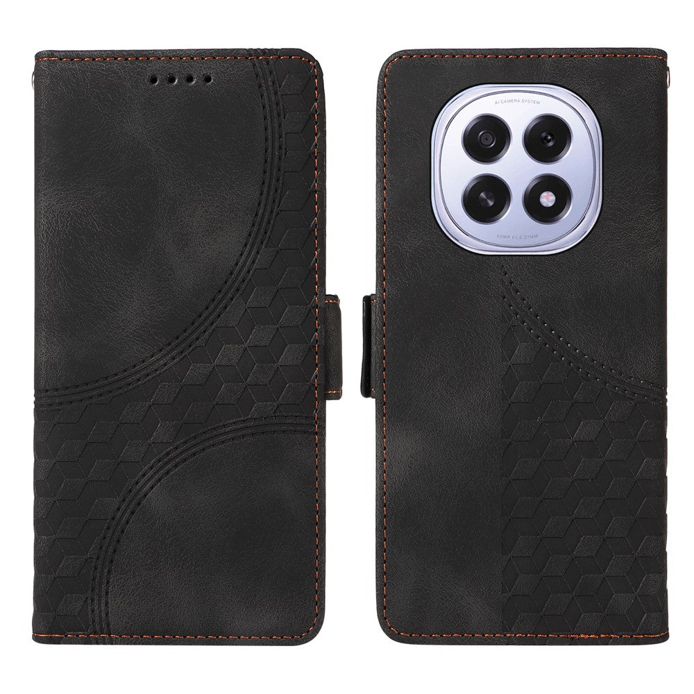 For Oppo F29 5G Leather Cases Wallet Rhombus Imprinted Phone Cover Stand with Strap