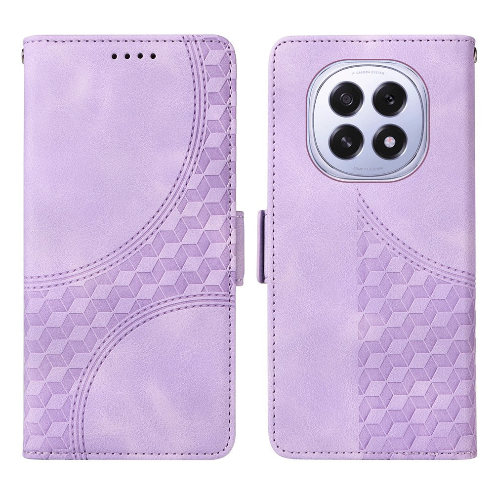 For Oppo F29 5G Leather Cases Wallet Rhombus Imprinted Phone Cover Stand with Strap