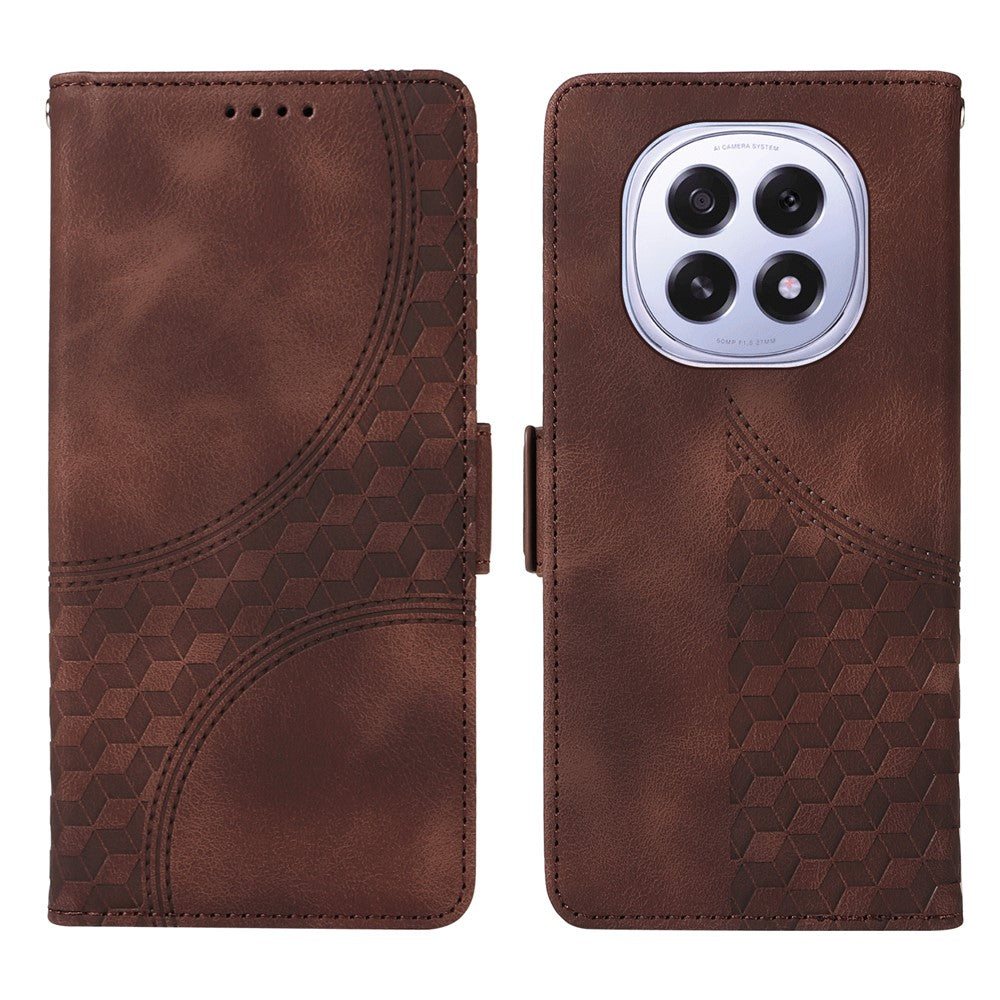 For Oppo F29 5G Leather Cases Wallet Rhombus Imprinted Phone Cover Stand with Strap