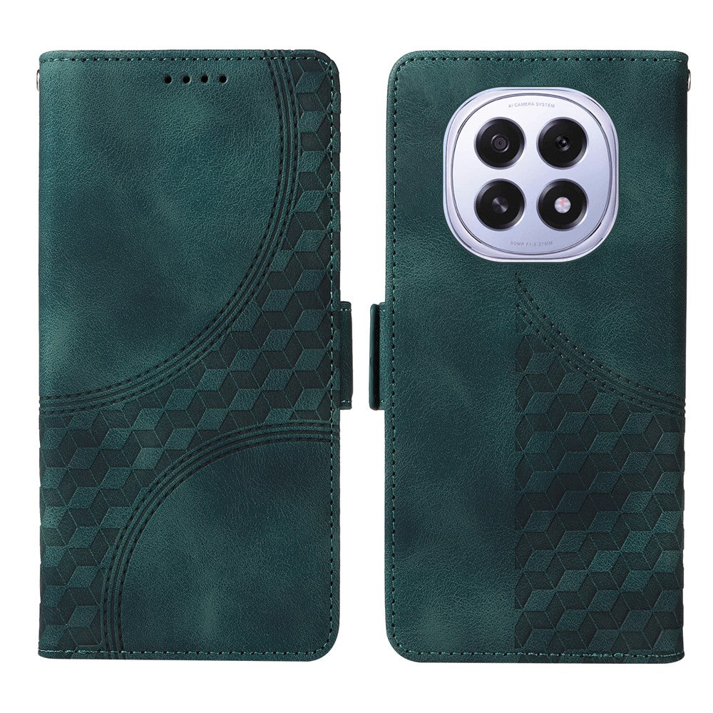 For Oppo F29 5G Leather Cases Wallet Rhombus Imprinted Phone Cover Stand with Strap