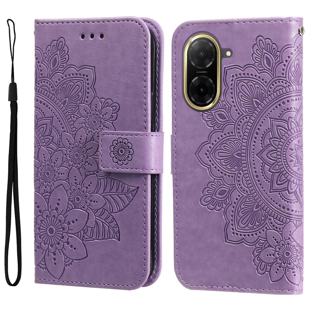 For Xiaomi Redmi A5 NFC (EU) (173.45mm) Case Floral Pattern PU Leather Wallet Stand Phone Cover