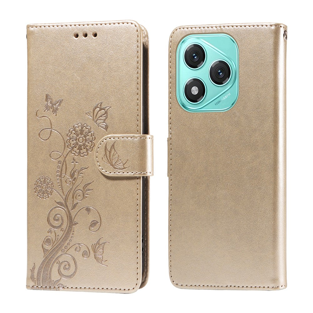Til Honor X70i / 400 Lite 5G Læder Cover Sommerfugl Blomsterpræg Tegnebog Stativ Cover