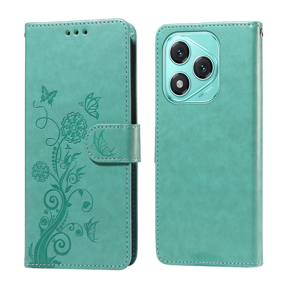 Til Honor X70i / 400 Lite 5G Læder Cover Sommerfugl Blomsterpræg Tegnebog Stativ Cover