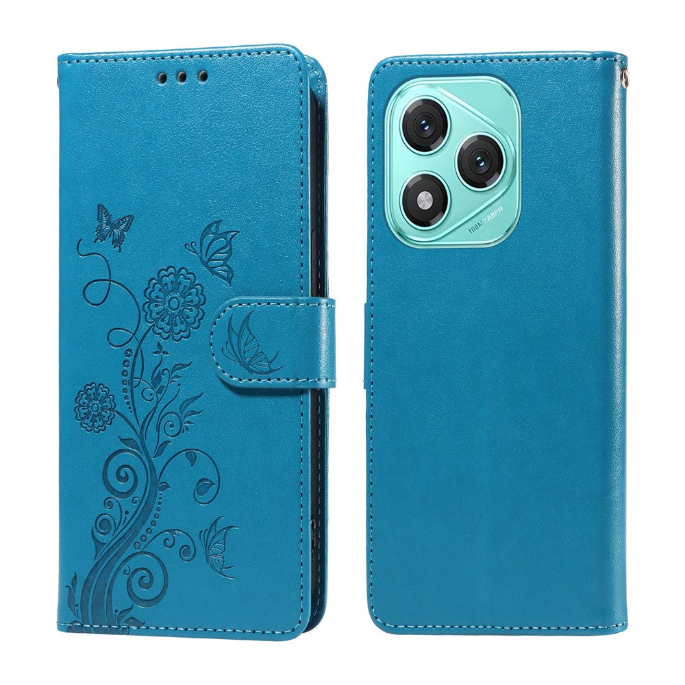 Til Honor X70i / 400 Lite 5G Læder Cover Sommerfugl Blomsterpræg Tegnebog Stativ Cover