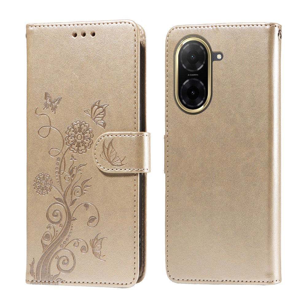 For Xiaomi Redmi A5 NFC (EU) (173.45mm) Leather Case Butterfly Floral Imprint Wallet Stand Cover