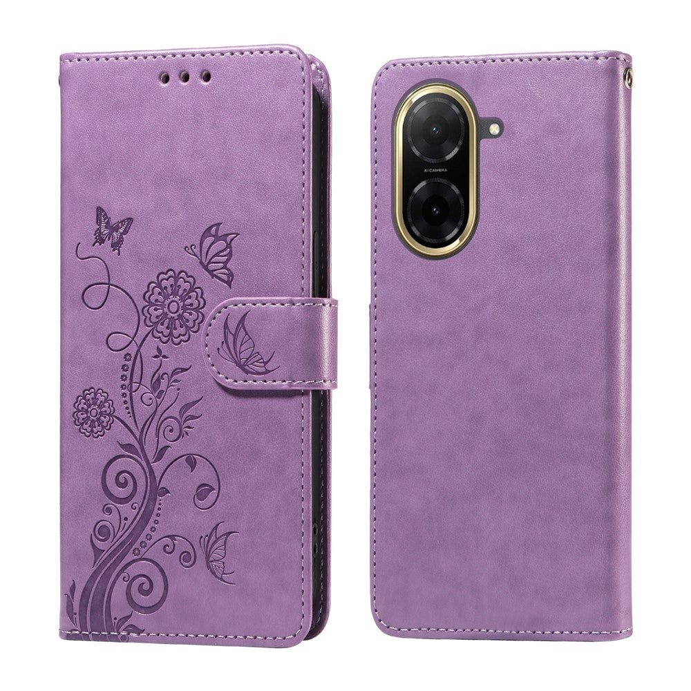 For Xiaomi Redmi A5 NFC (EU) (173.45mm) Leather Case Butterfly Floral Imprint Wallet Stand Cover