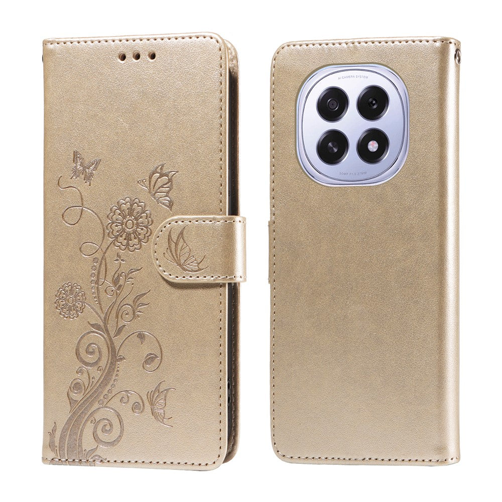 Oppo A5 5G / Oppo F29 5G Läderfodral Fjärils Blommönster Plånboksfodral