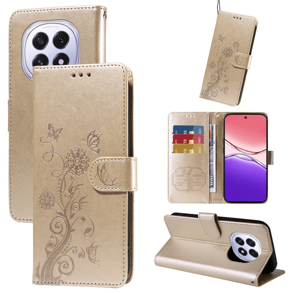 For Oppo A5 5G / Oppo F29 5G Leather Case Butterfly Floral Imprint Wallet Stand Cover