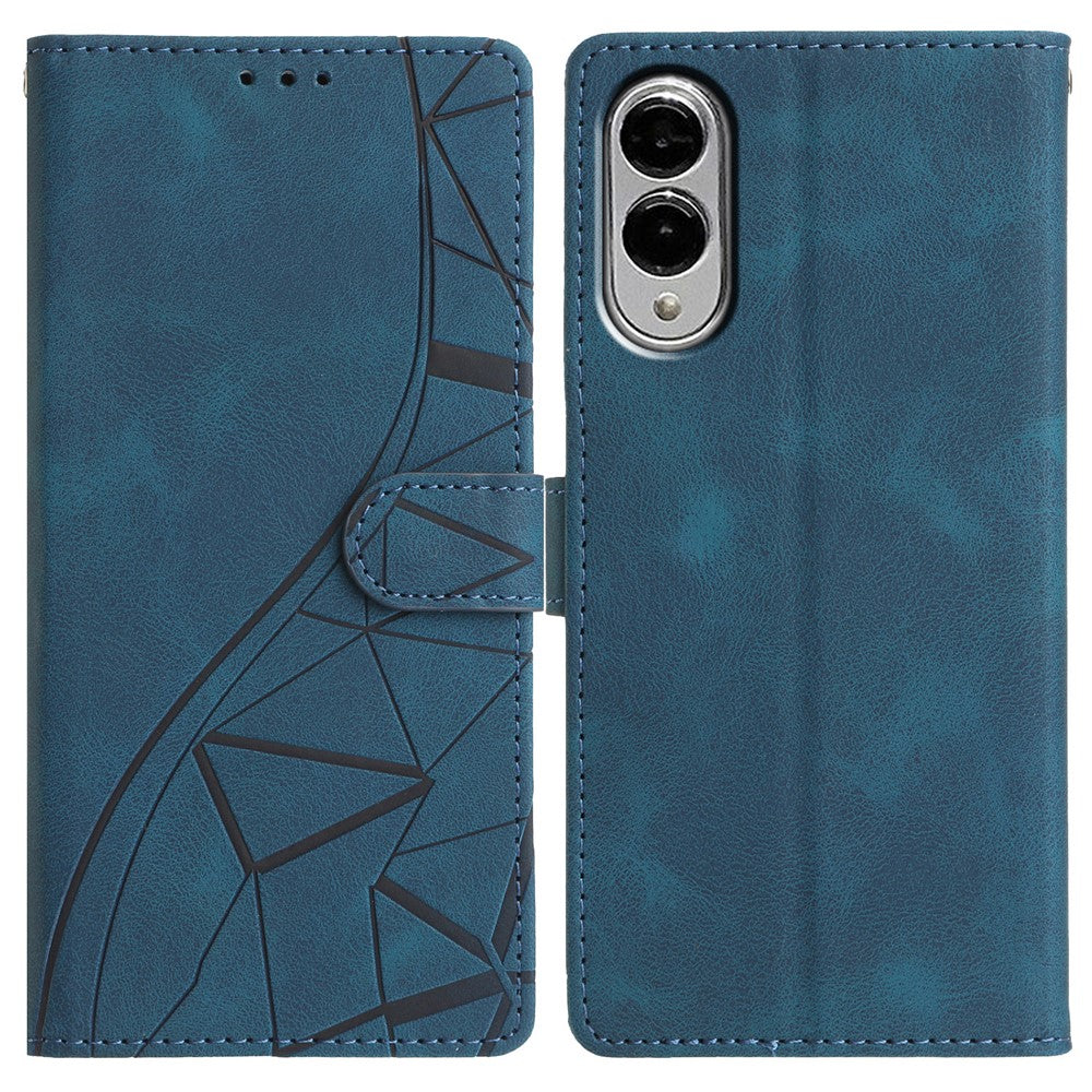 Til Samsung Galaxy S25 Edge Cover Wallet Stand Præget Trekant Mønster Læder Telefon Flip Cover