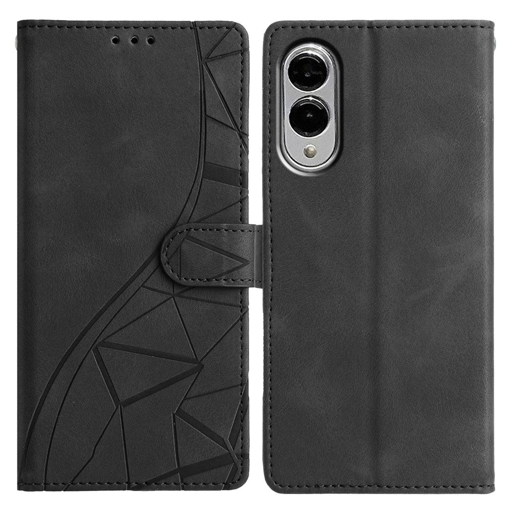 For Samsung Galaxy S25 Edge Case Wallet Stand Imprinted Triangle Pattern Leather Phone Flip Cover
