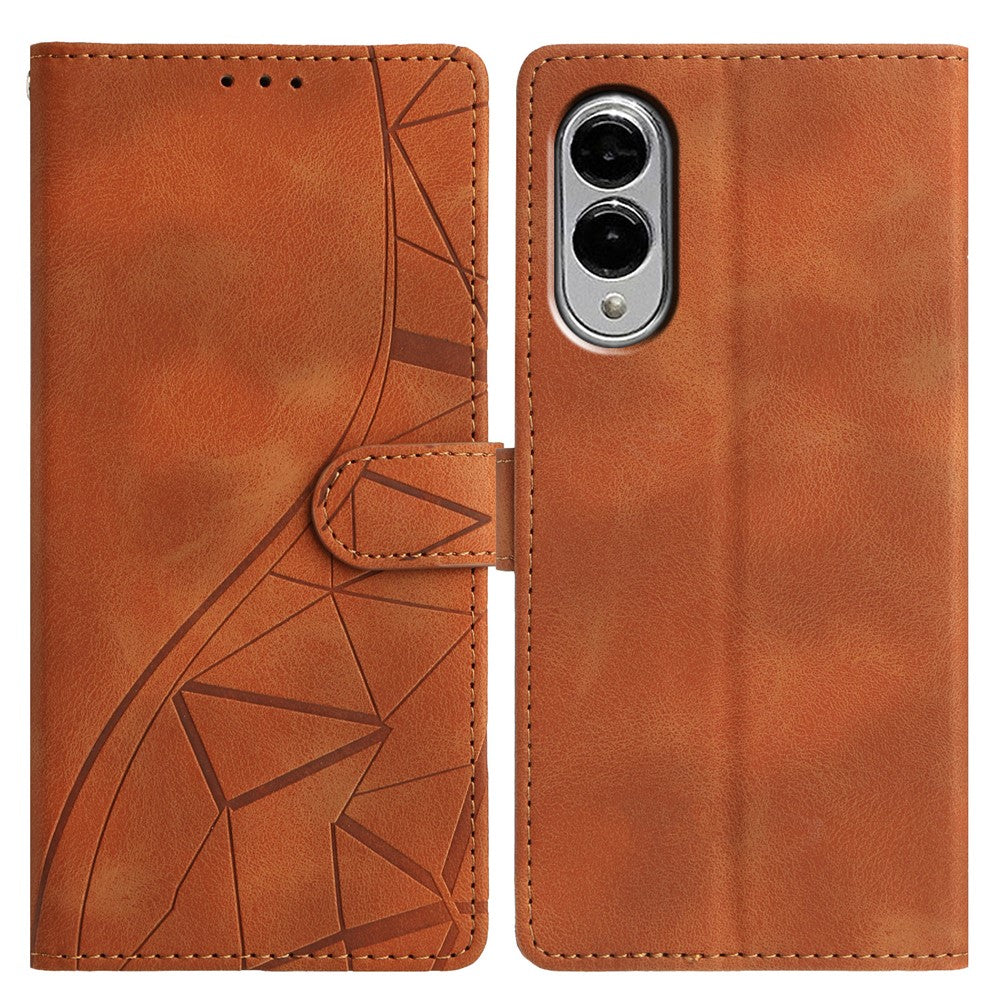 For Samsung Galaxy S25 Edge Case Wallet Stand Imprinted Triangle Pattern Leather Phone Flip Cover