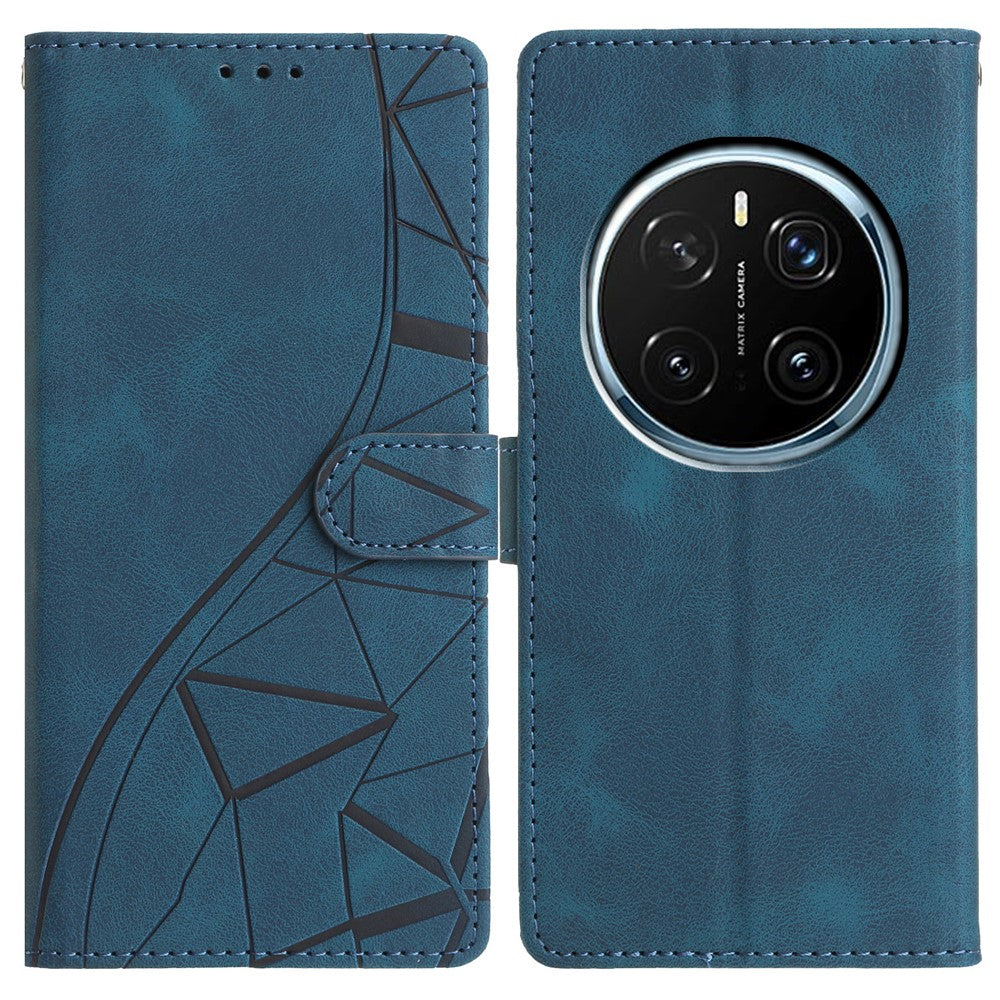 For Honor Magic7 Pro 5G Case Wallet Stand Imprinted Triangle Pattern Leather Phone Flip Cover