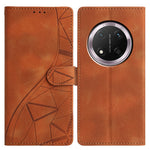 For Honor Magic7 Lite 5G / X9c 5G / X60 Pro 5G Case Wallet Stand Imprinted Triangle Pattern Leather Phone Flip Cover