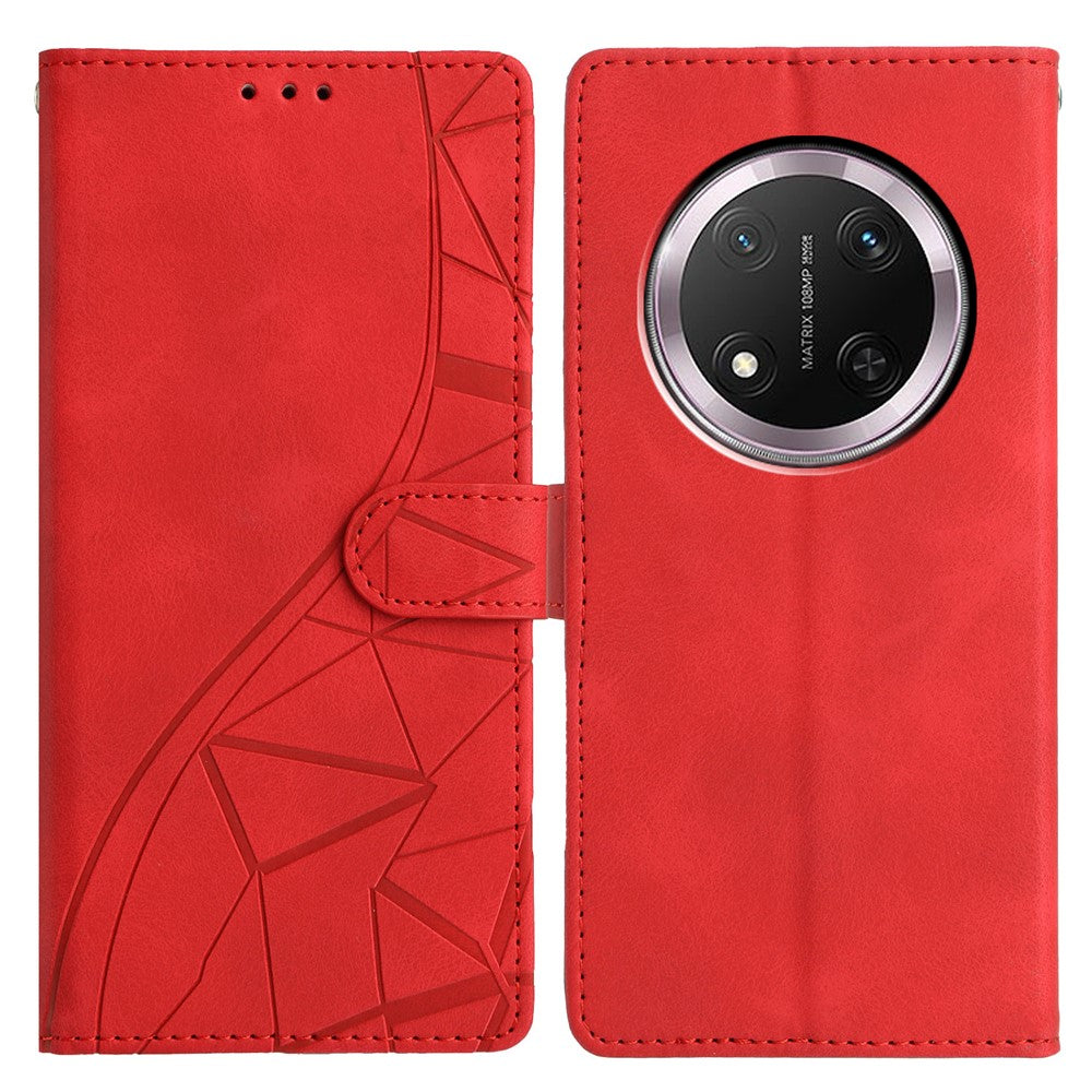For Honor Magic7 Lite 5G / X9c 5G / X60 Pro 5G Case Wallet Stand Imprinted Triangle Pattern Leather Phone Flip Cover