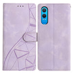 For OnePlus Nord CE4 Lite 5G Case Wallet Stand Imprinted Triangle Pattern Leather Phone Flip Cover
