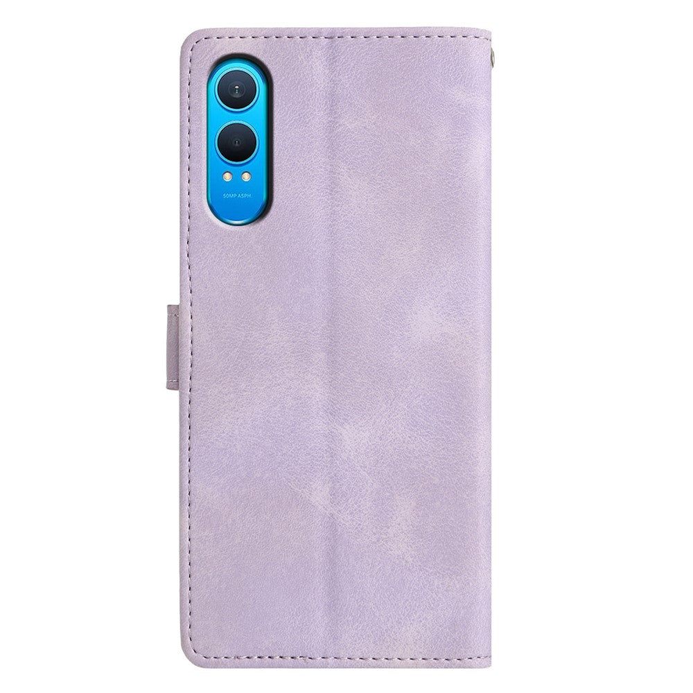 For OnePlus Nord CE4 Lite 5G Case Wallet Stand Imprinted Triangle Pattern Leather Phone Flip Cover