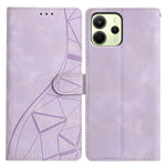 For Xiaomi Redmi Note 14 4G (163.25mm) Case Wallet Stand Imprinted Triangle Pattern Leather Phone Flip Cover