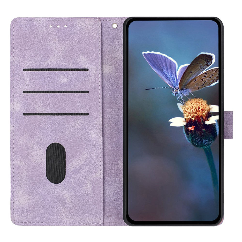 For Xiaomi Redmi Note 14 4G (163.25mm) Case Wallet Stand Imprinted Triangle Pattern Leather Phone Flip Cover