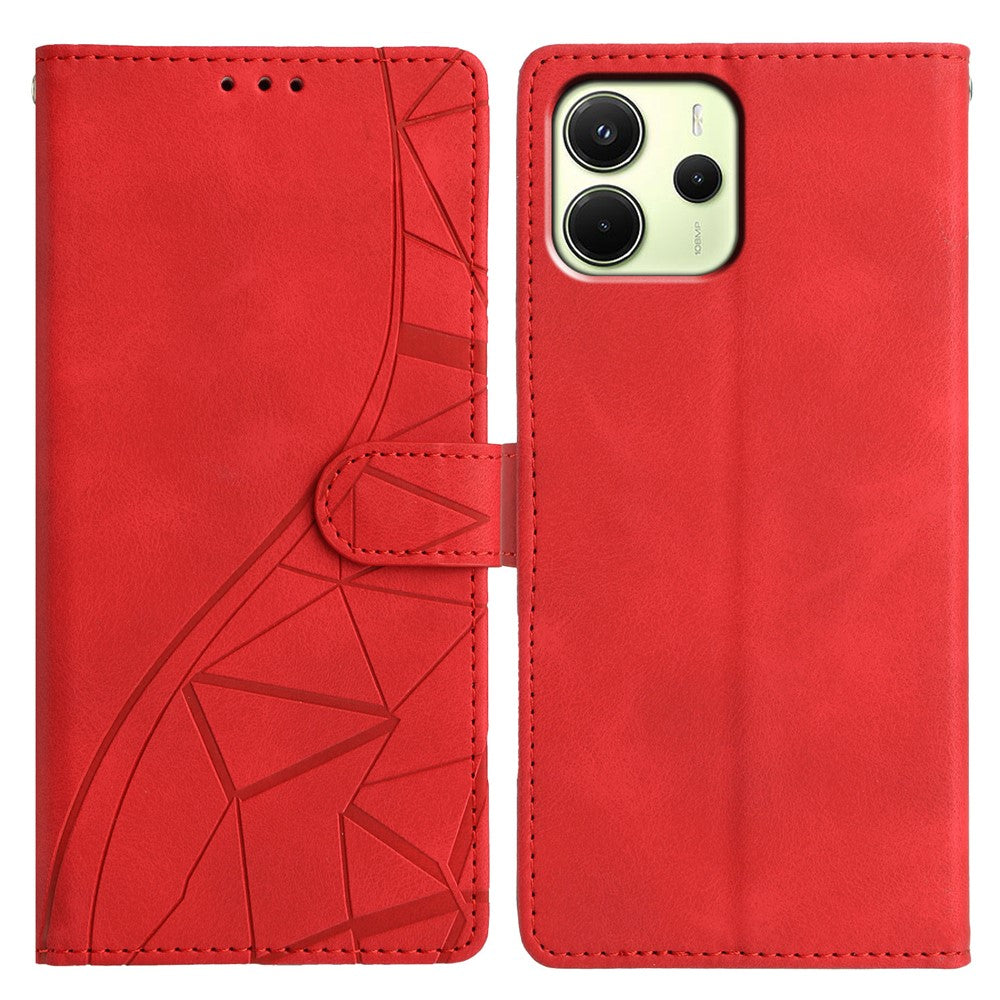 For Xiaomi Redmi Note 14 4G (163.25mm) Case Wallet Stand Imprinted Triangle Pattern Leather Phone Flip Cover