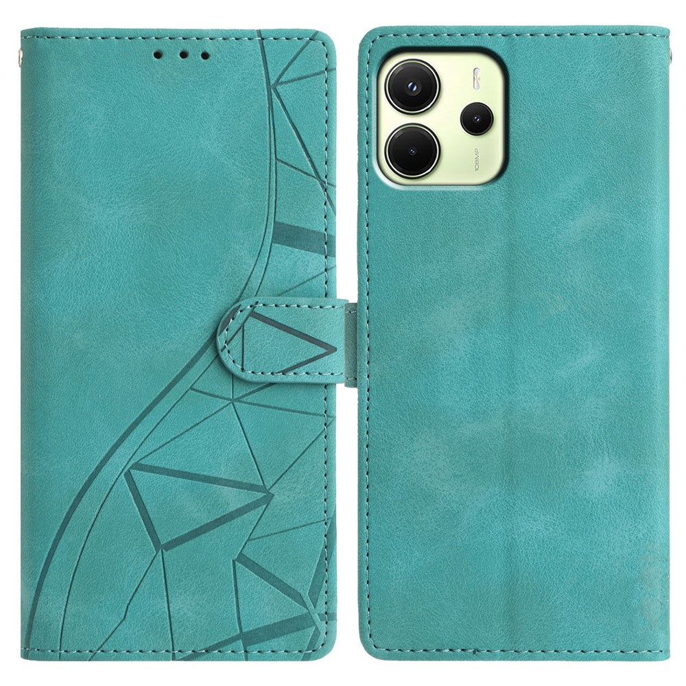 For Xiaomi Redmi Note 14 4G (163.25mm) Case Wallet Stand Imprinted Triangle Pattern Leather Phone Flip Cover