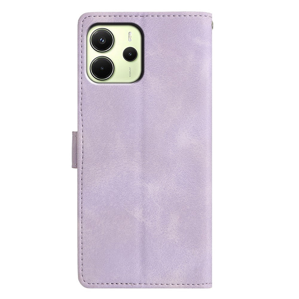 For Xiaomi Redmi Note 14 4G (164.84mm) Case Wallet Stand Imprinted Triangle Pattern Leather Phone Flip Cover
