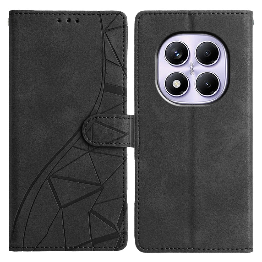 For Xiaomi Redmi Note 14 Pro 4G Case Wallet Stand Imprinted Triangle Pattern Leather Phone Flip Cover