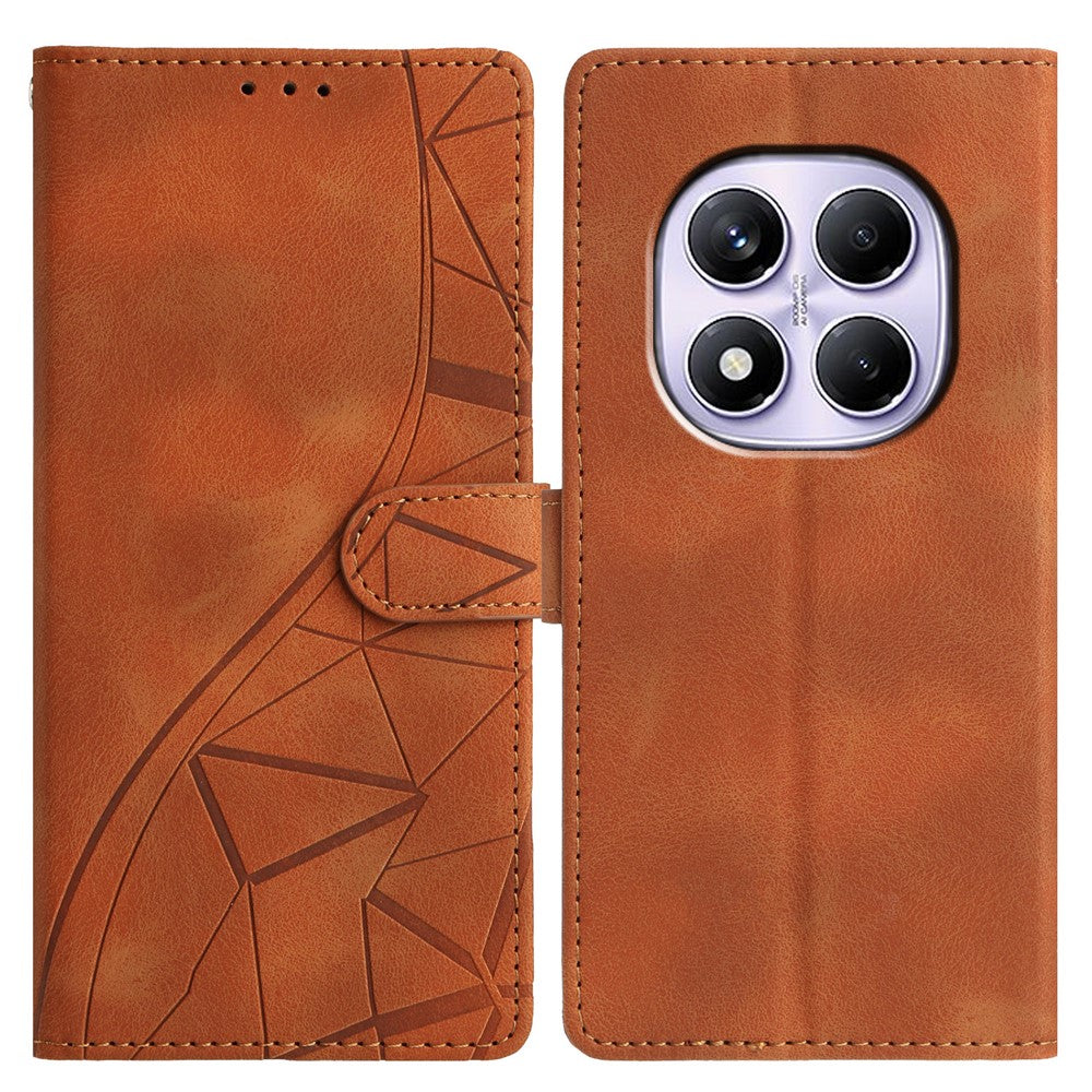 For Xiaomi Redmi Note 14 Pro 4G Case Wallet Stand Imprinted Triangle Pattern Leather Phone Flip Cover