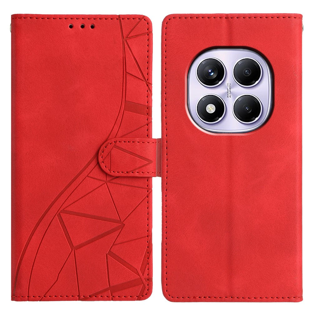 For Xiaomi Redmi Note 14 Pro 4G Case Wallet Stand Imprinted Triangle Pattern Leather Phone Flip Cover