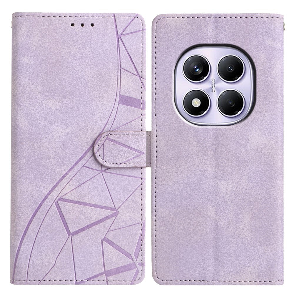 For Xiaomi Redmi Note 14 Pro+ 5G  /  Note 14 Pro 5G Case Wallet Stand Imprinted Triangle Pattern Leather Phone Flip Cover