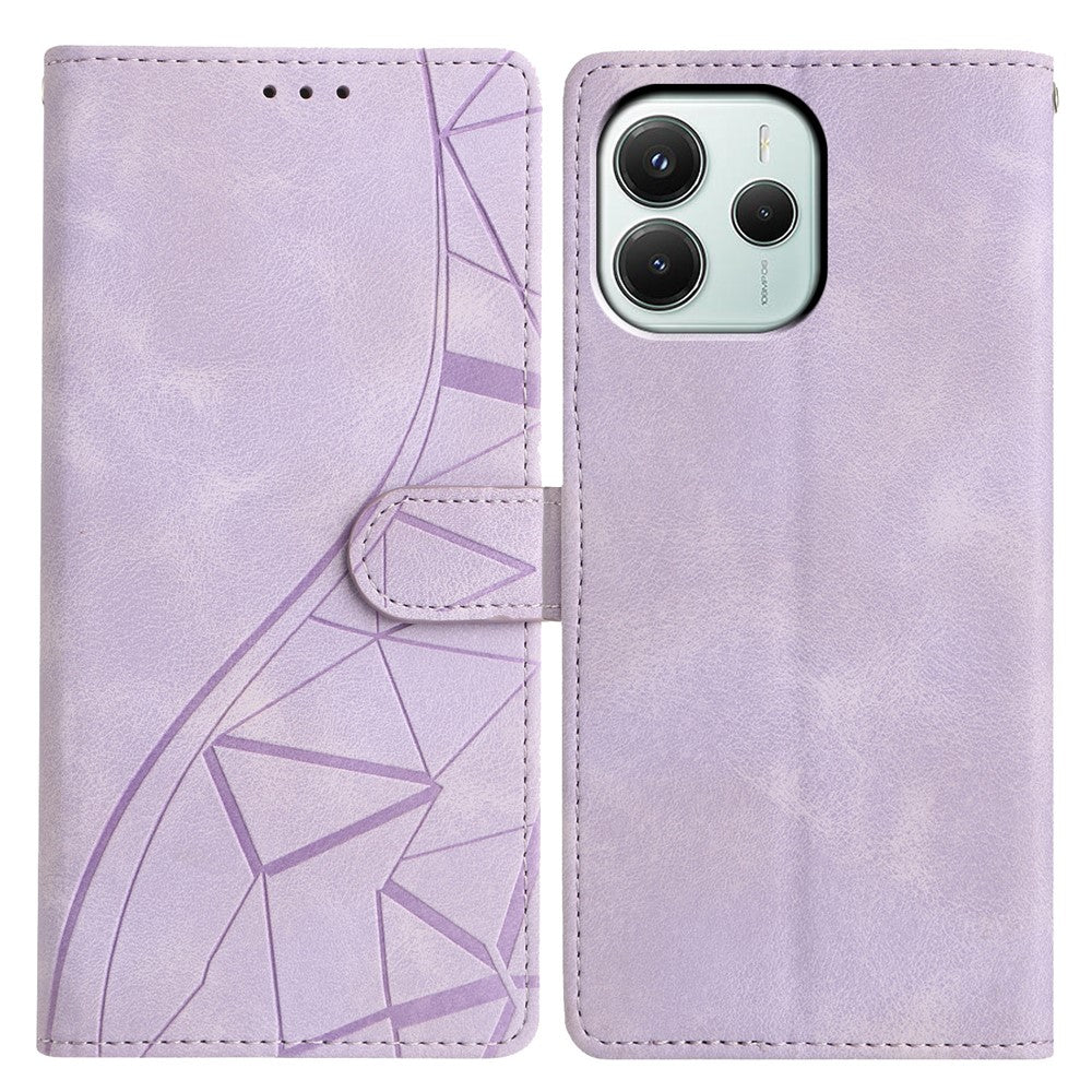 For Xiaomi Redmi Note 14 5G Case Wallet Stand Imprinted Triangle Pattern Leather Phone Flip Cover