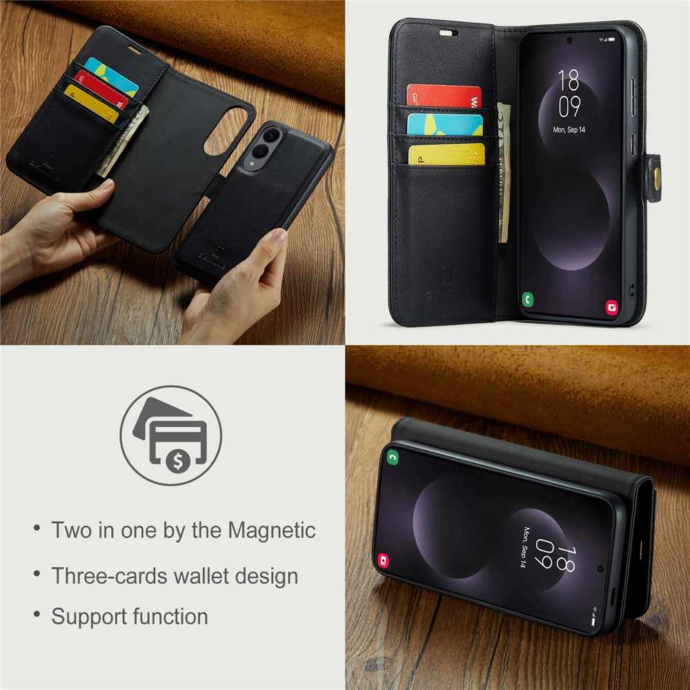 DG.MING for Samsung Galaxy S25 Edge Case Detachable Split Leather Phone Cover