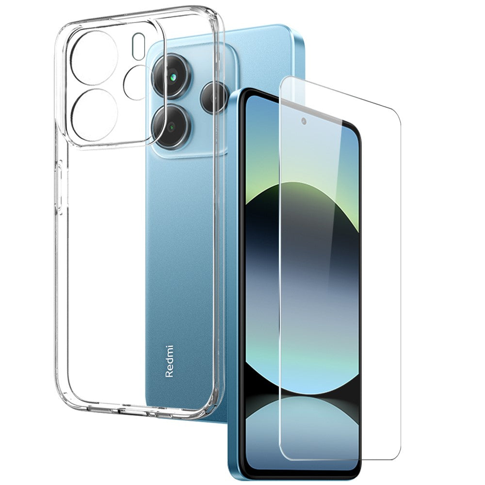 NORTHJO For Xiaomi Redmi Note 14 4G (164.84mm) Clear Case Soft TPU Phone Cover with Tempered Glass Screen Protector