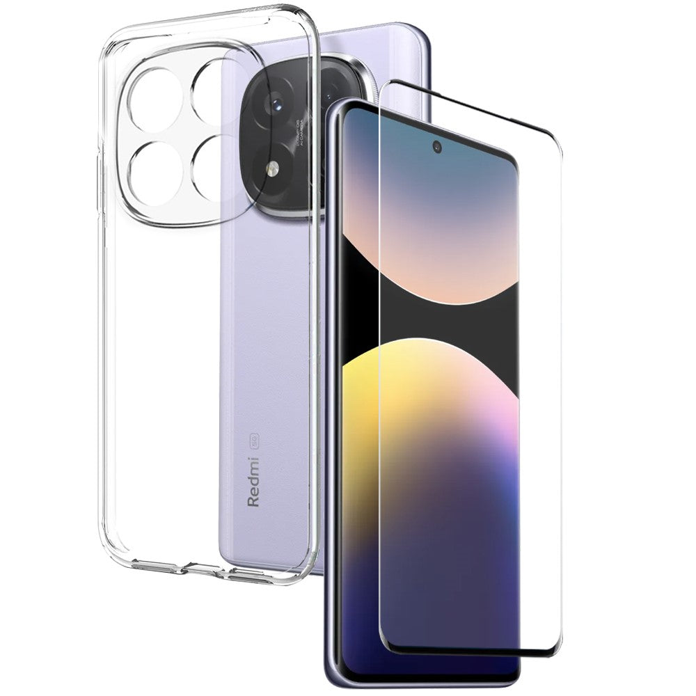 NORTHJO For Xiaomi Redmi Note 14 Pro+ 5G Phone Case Drop-Proof TPU Cover with 3D Curved Tempered Glass Film